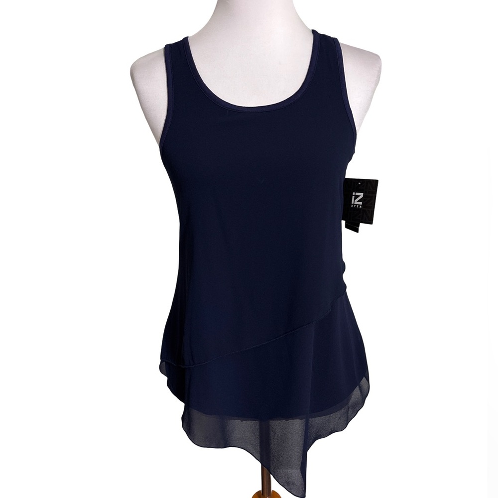 Iz Byer Women's Dark Blue Asymmetrical Layered Tank Top